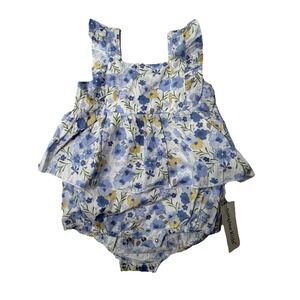 Simplee Kids Floral Baby Girl Romper Dress Size 90 NWT Blue Yellow